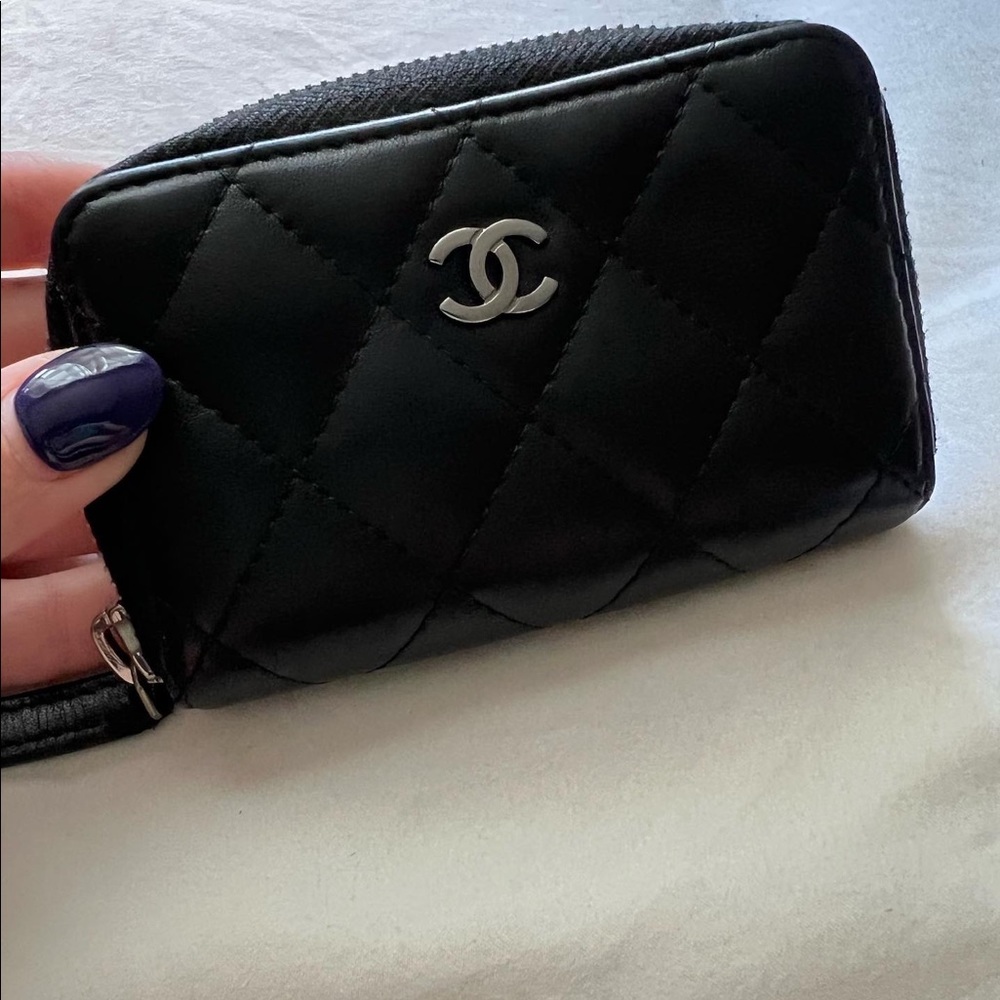 Authentic Chanel Quilted Lambskin Mini Zip Wallet - Picture 2 of 4